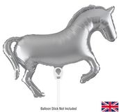 Oaktree Mini Shape 15.5" Horse Solid Colour Silver (For Air) Packaged - Foil Balloons